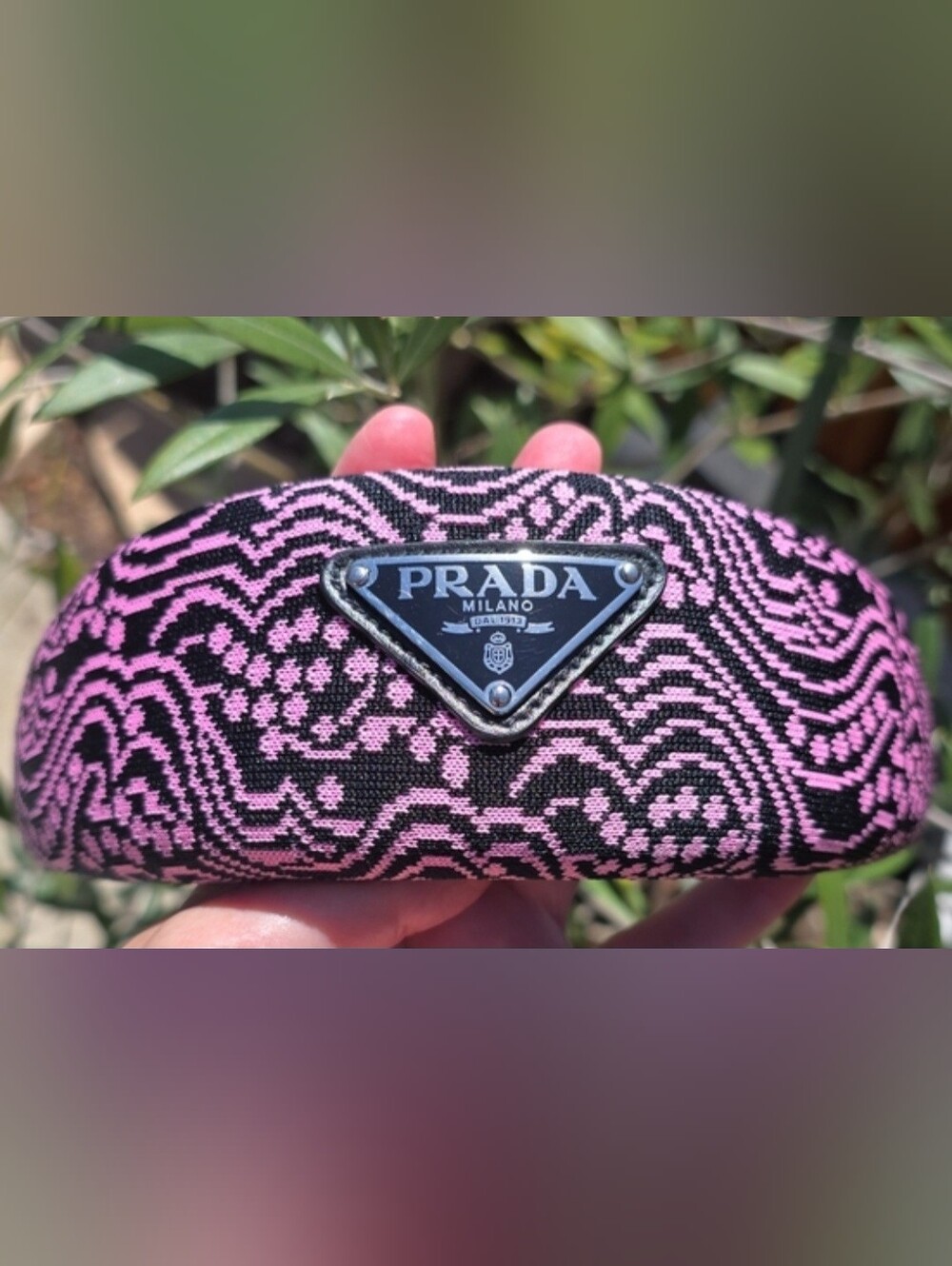 Prada Pink and Black Patterned Headband